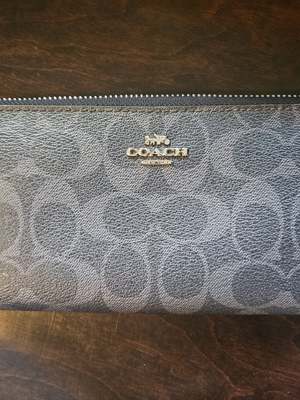 COACH Women's Signature Zip Wallet - Navy